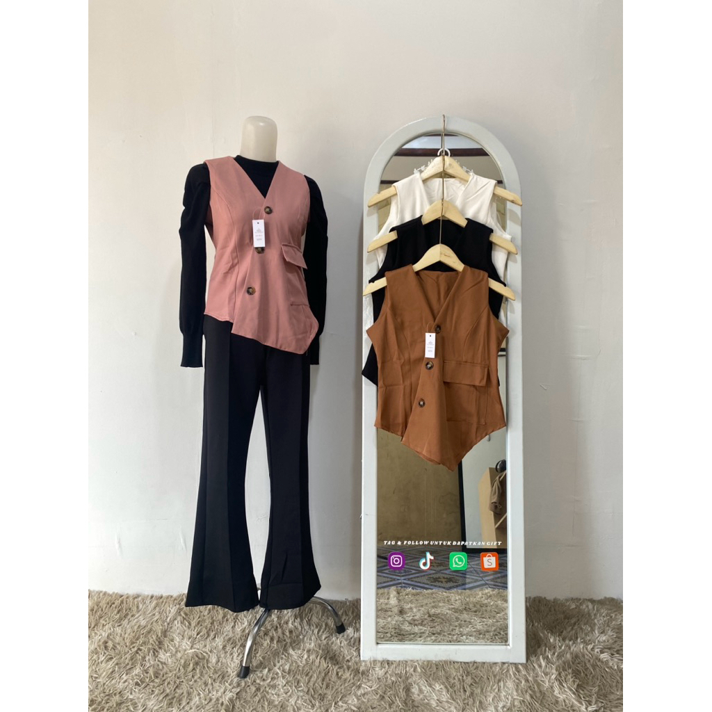 vest wanita rompi kancing samping