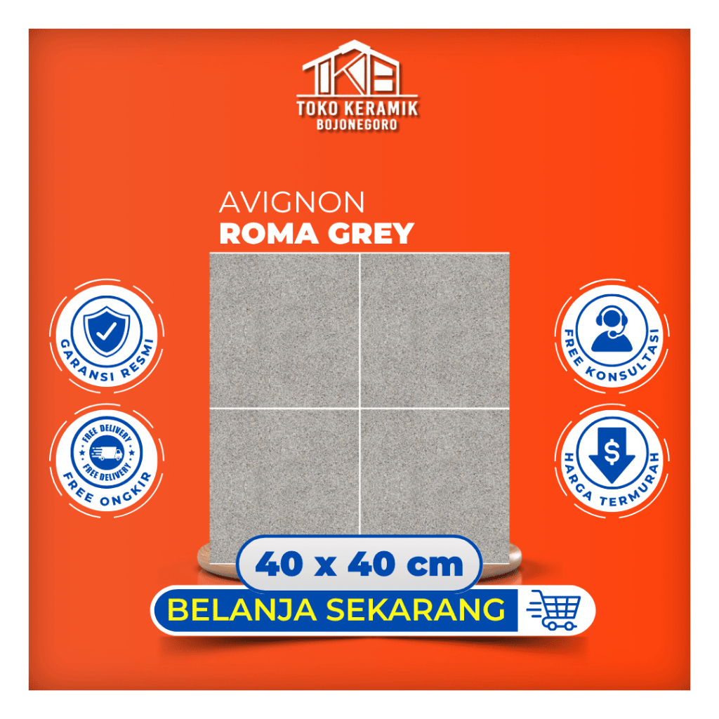 Keramik Lantai Matte drop Anti Slip 40x40 cm Avignon | Roma Grey I