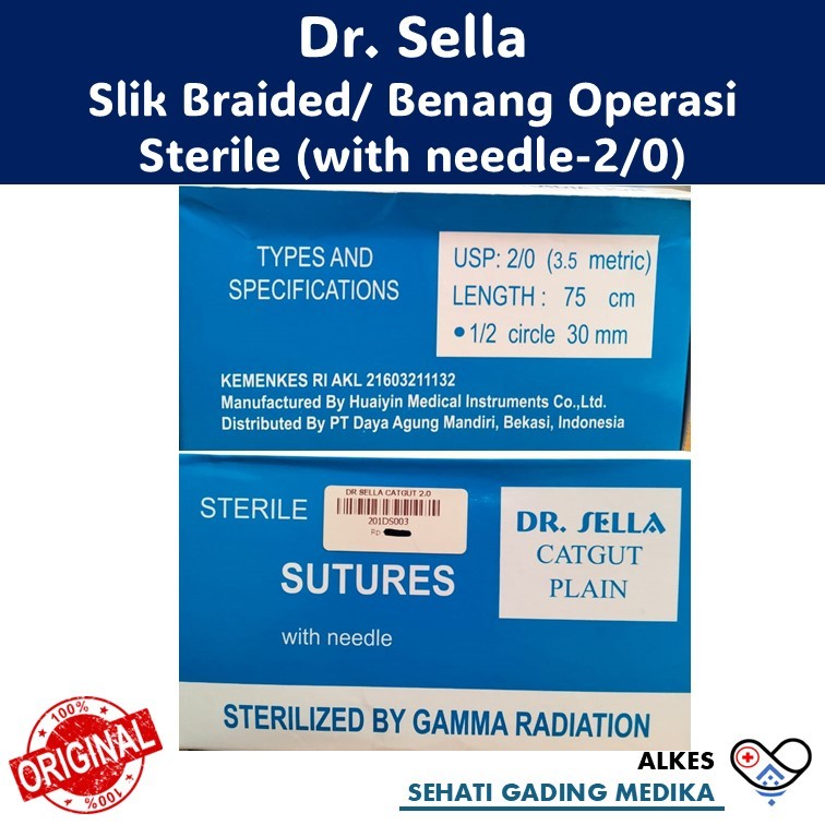 Benang Jahit Luka Sterile - Dr. Sella Catgut Plain / With Needle (dengan jarum)