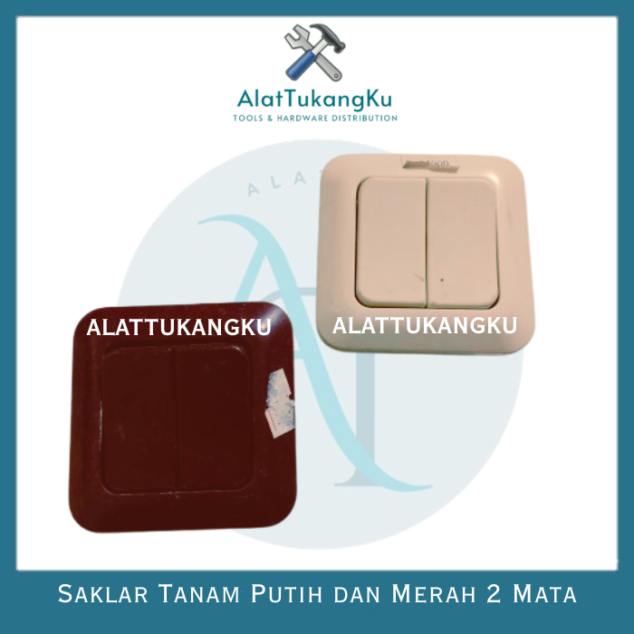 Saklar Tanam Double 2 Switch Merah dan Krem / Saklar Timbul Dobel Tanam