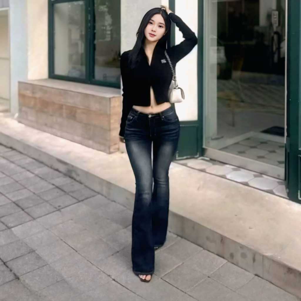 (Alea) Highwaist Cutbray Jeans Retro 114 - Celana Jeans Cutbray Premium Wanita Panjang Cutbray Jeans