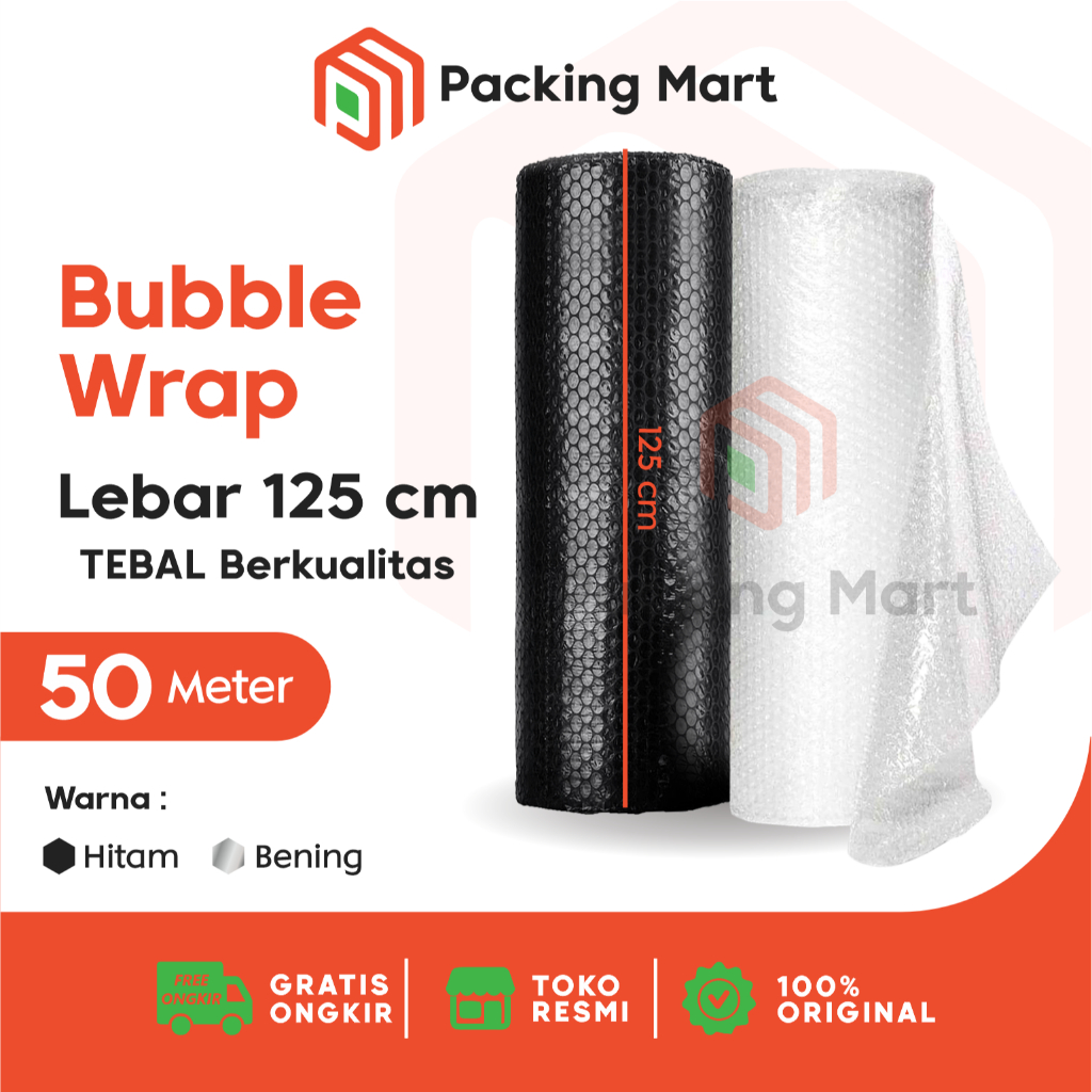 

Bubble Wrap Packing PREMIUM Hitam Bening 125 cm x 50 m
