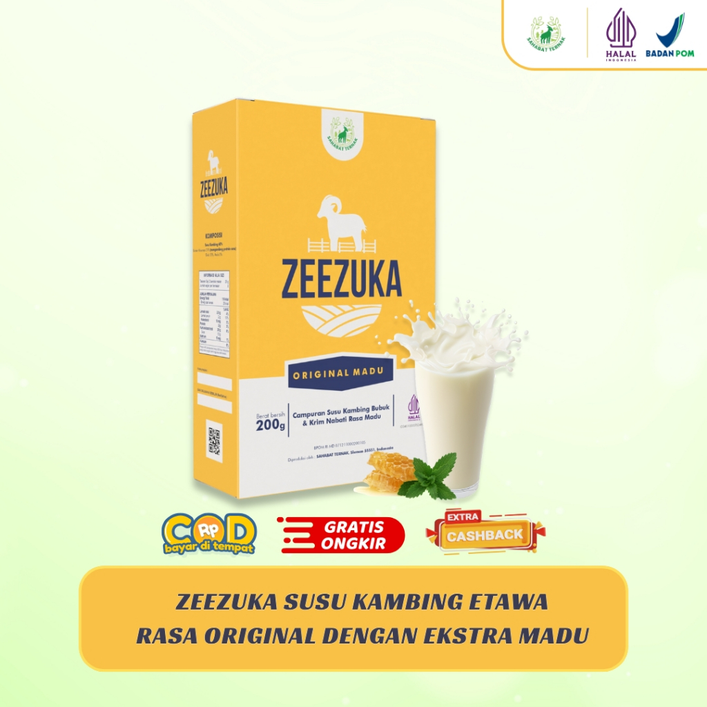 

Susu Kambing Etawa Bubuk Zeezuka Original 200g – Tinggi Kalsium untuk Tulang & Sendi Sudah BPOM