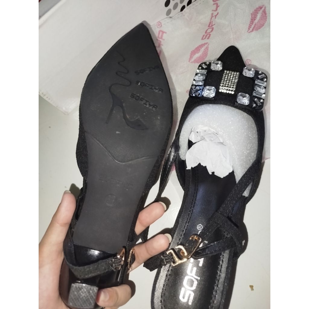 heels Sofiya hitam tali baru