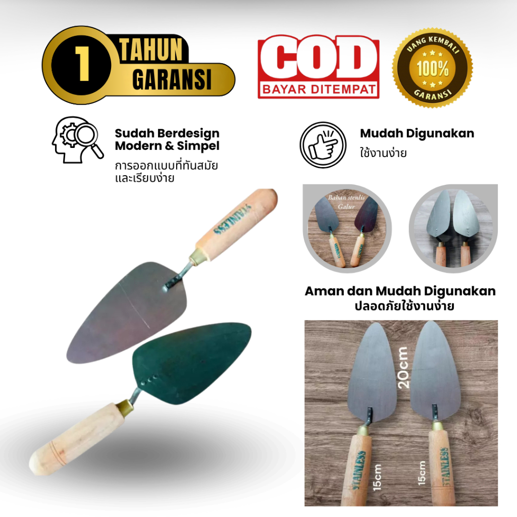 Sendok Cetok Semen Tembok Tukang Bangunan Bahan Galur Asli Stainless Original