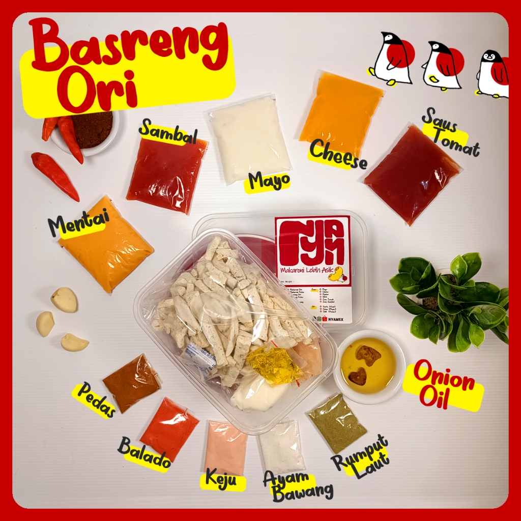 

Nyam5x Basreng ORI + Onion Oil mix Bumbu dan Saus Creamy