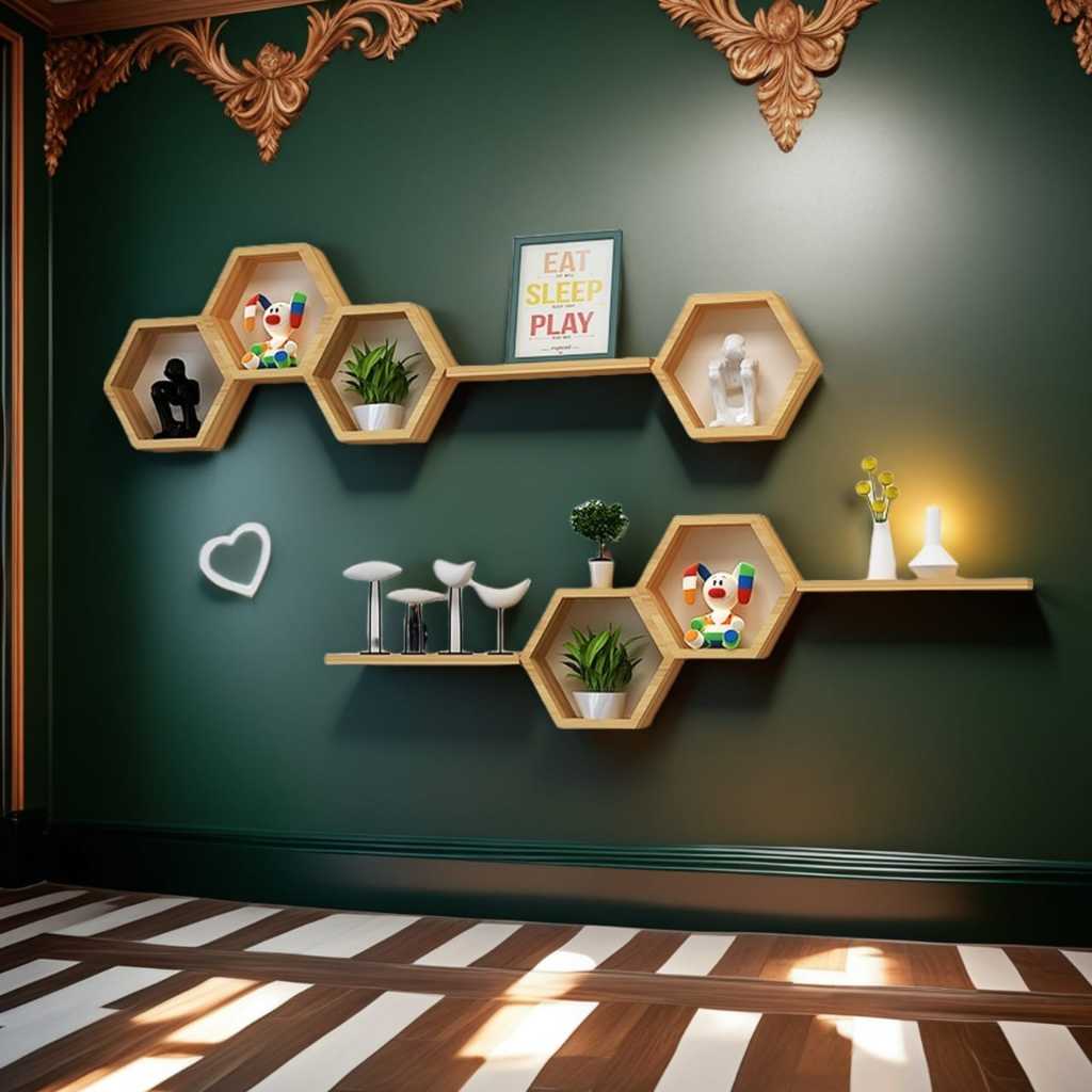 hexadekor5 Hiasan Dinding Rak Segienam Hexagonal