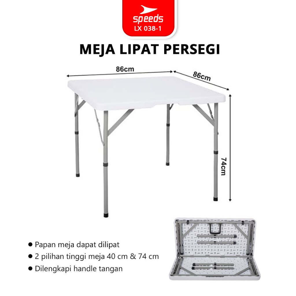 SPEEDS Meja Lipat Plastik Indoor Outdoor Piknik Pameran Serbaguna Besar Meja Makan 038-1