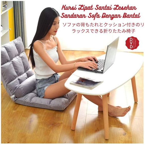 Kursi Lipat Santai Lesehan Sandaran Sofa + Bantal - Bean Bag Kursi Sofa Malas Dengan Bantal