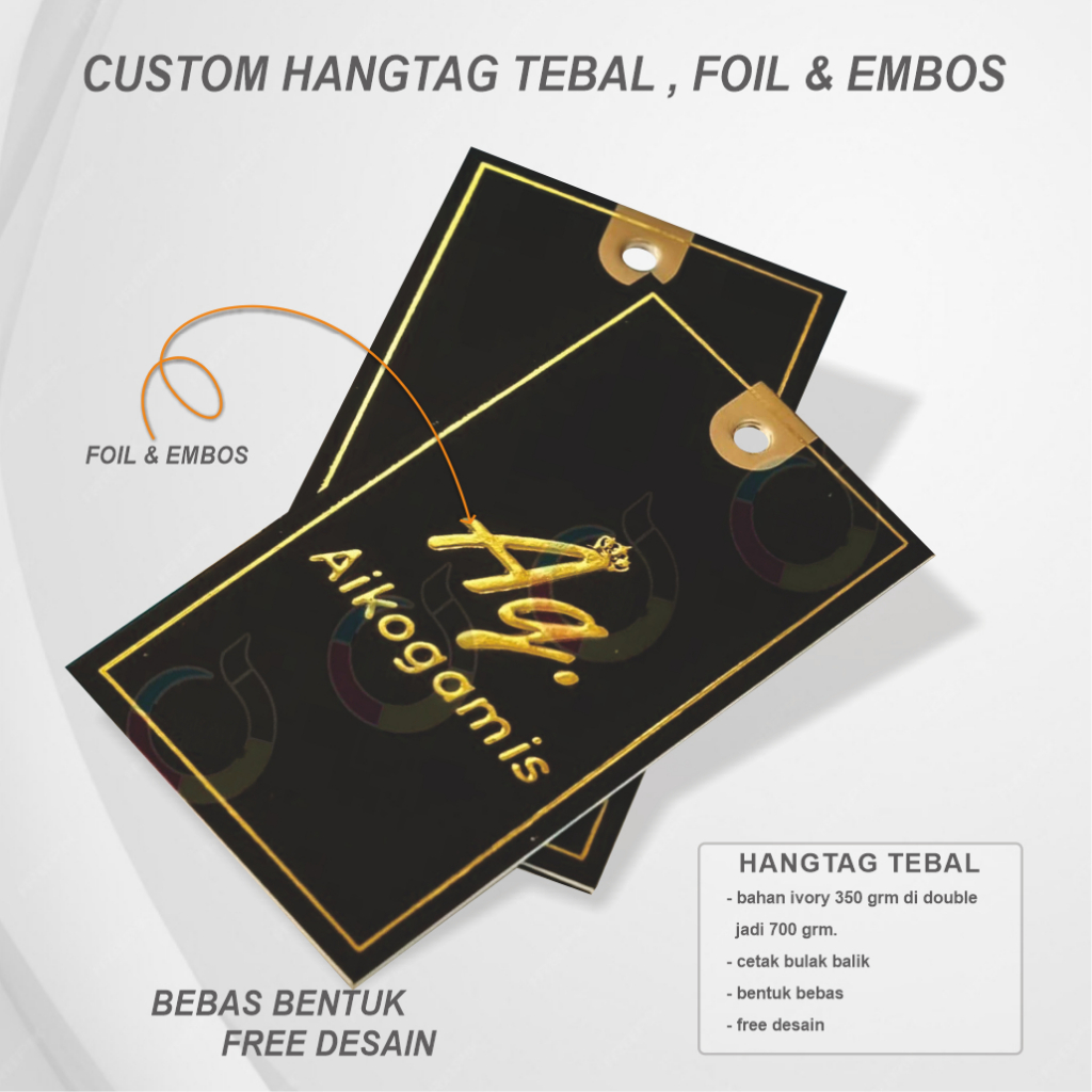 

hangtag label baju/hangtag premium foil embos/hangtag tebal/label tag/hangtag emboss