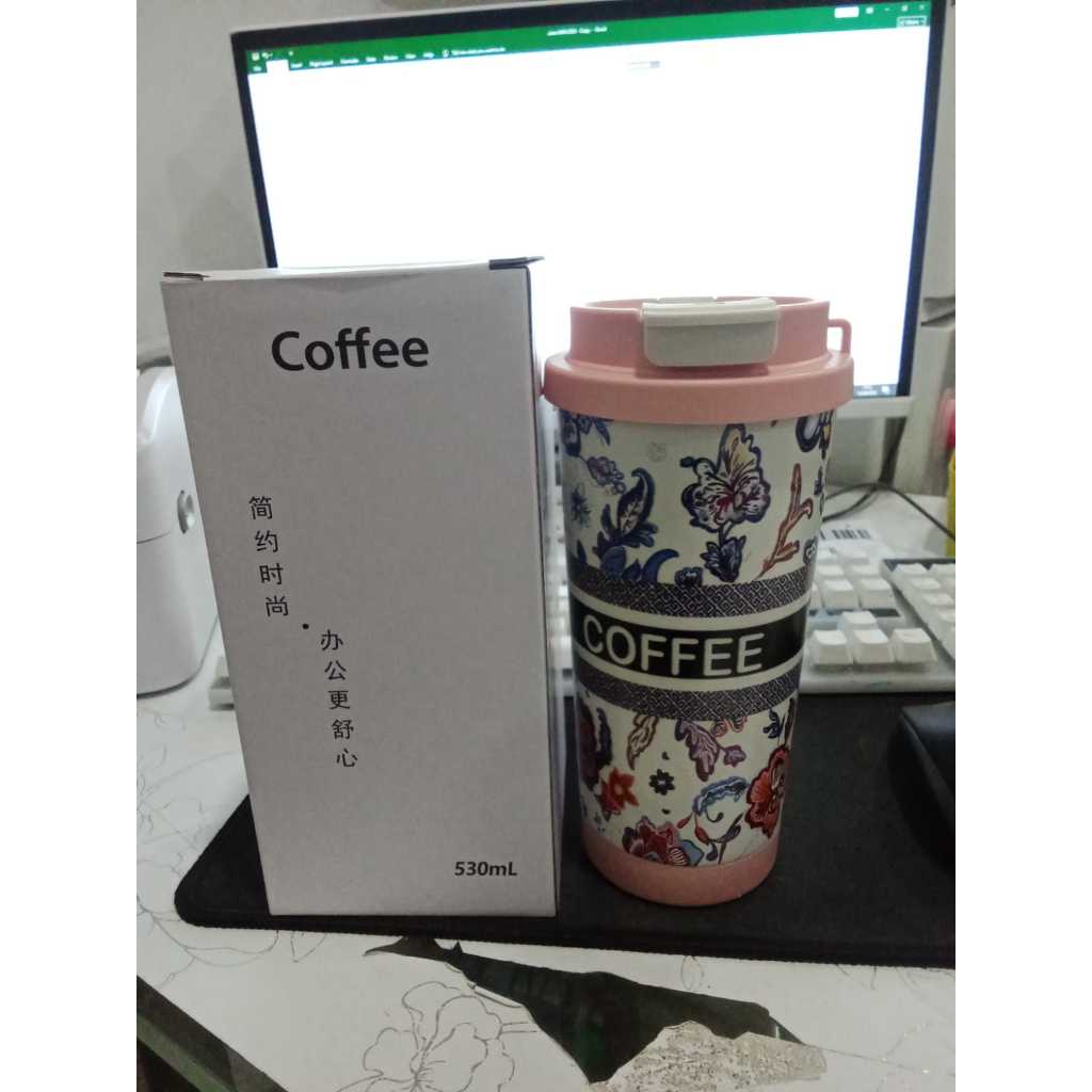 tumbler Kopi Kenangan Sedotan Keramik Liner 530ml Botol Minum Botol Stainless 316 Portable Tumbler A
