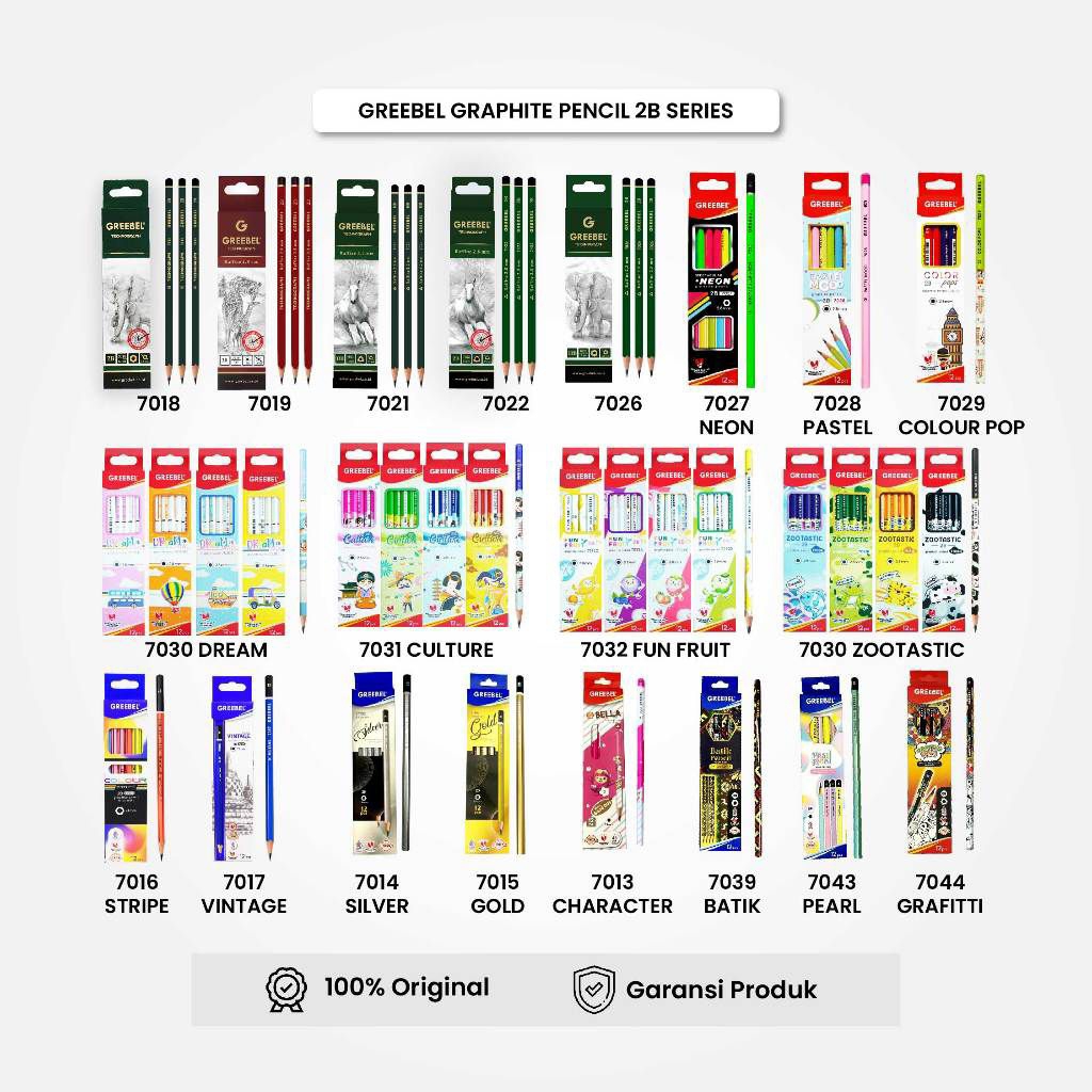 

Greebel Pensil Kayu 2B Series / Graphite Pencil 2B ( 12Pcs/Set ) Pensil Tulis