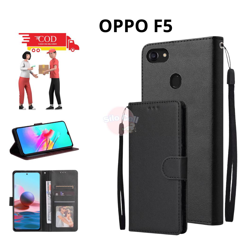 Casing Flip Polos Oppo F5 Casing Flip Wallet Dompet