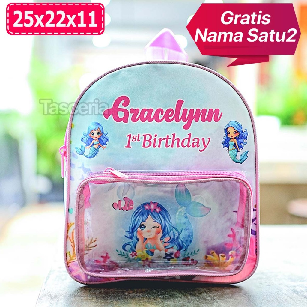 Tas Hampers Ulang Tahun Ransel Mika Mermaid Girl Cute Custom
