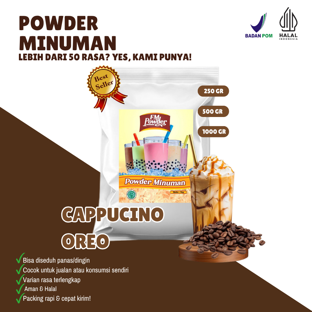 

Powder Minuman Capucino Oreo - FM POWDER DRINK SURABAYA