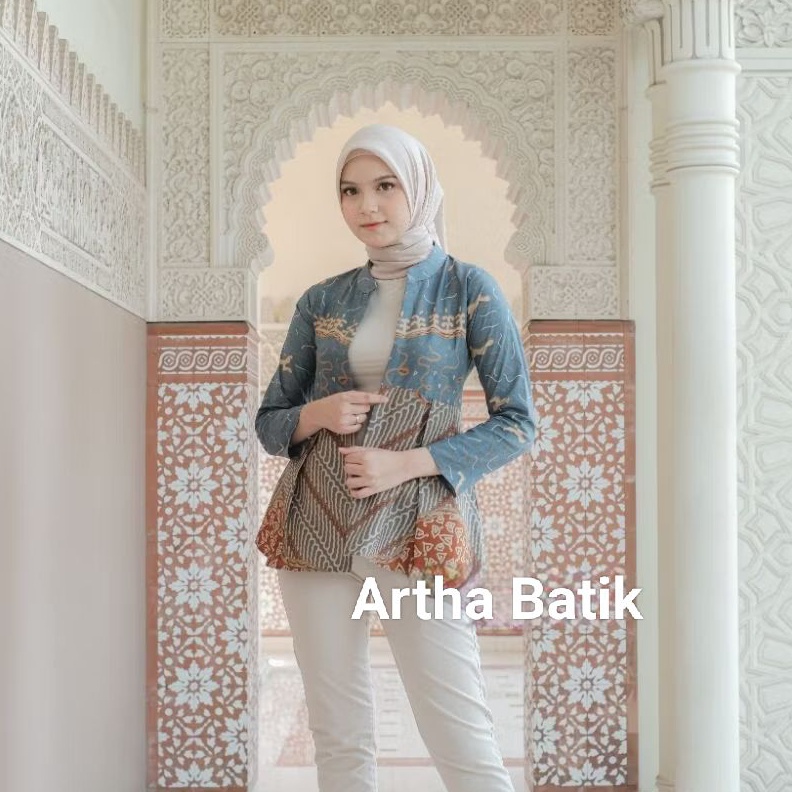 KODE N12D Blazer Wanita ModernAtasan Batik KerjaOuter Batik WanitaBlazer Seno