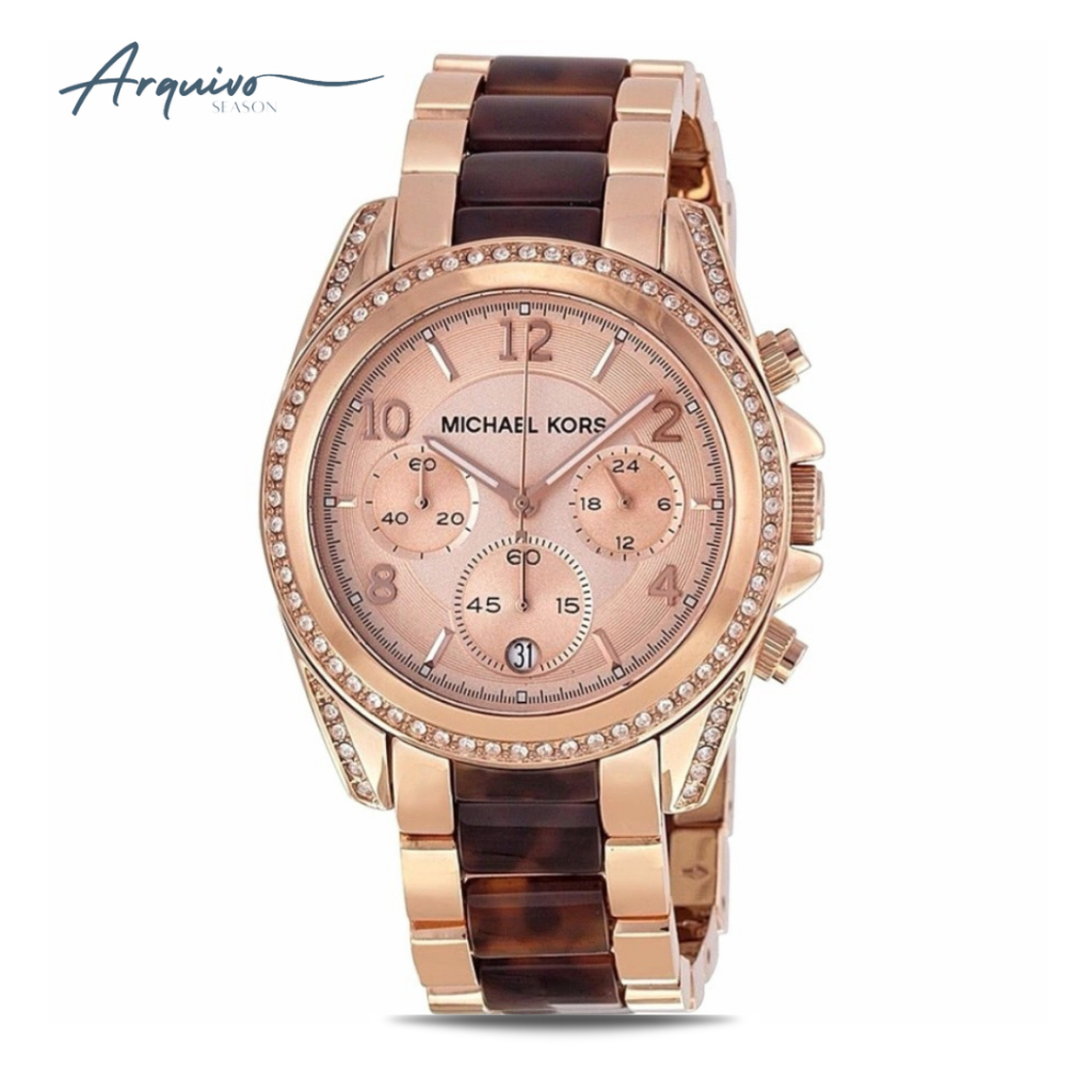 Jam Tangan Michael Kors Classic Wanita Blair Chronograph Stainless Steel Mewah Original MK5859