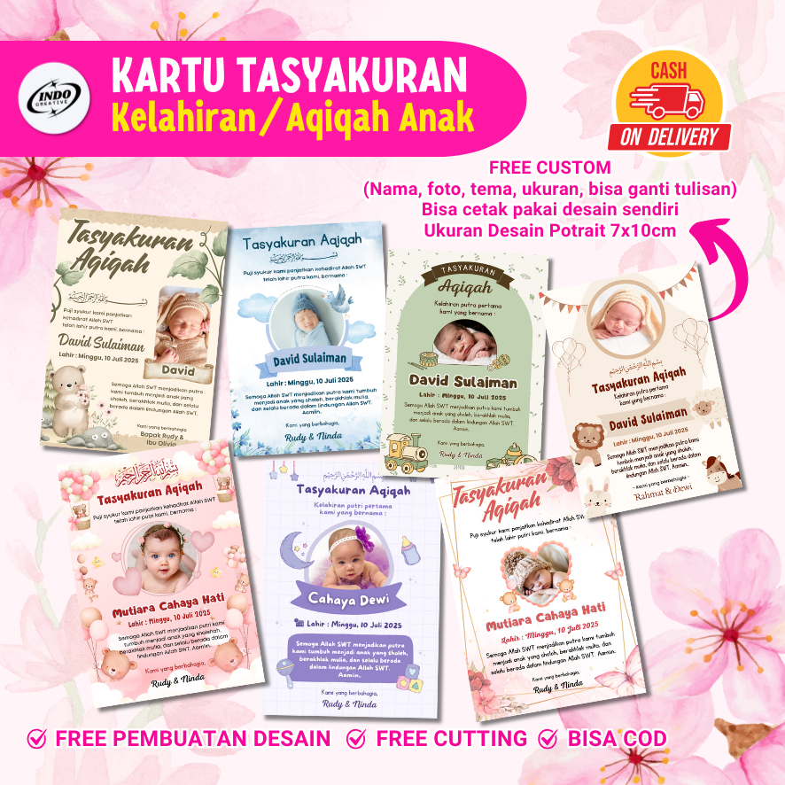 

[COD] Cetak kartu dan Sticker Tasyakuran Aqiqah Anak / kartu aqiqah anak / kartu tasyakuran kelahiran / kartu box makanan tasyakuran / kartu ucapan tasyakuran / kartu untuk besek syukuran