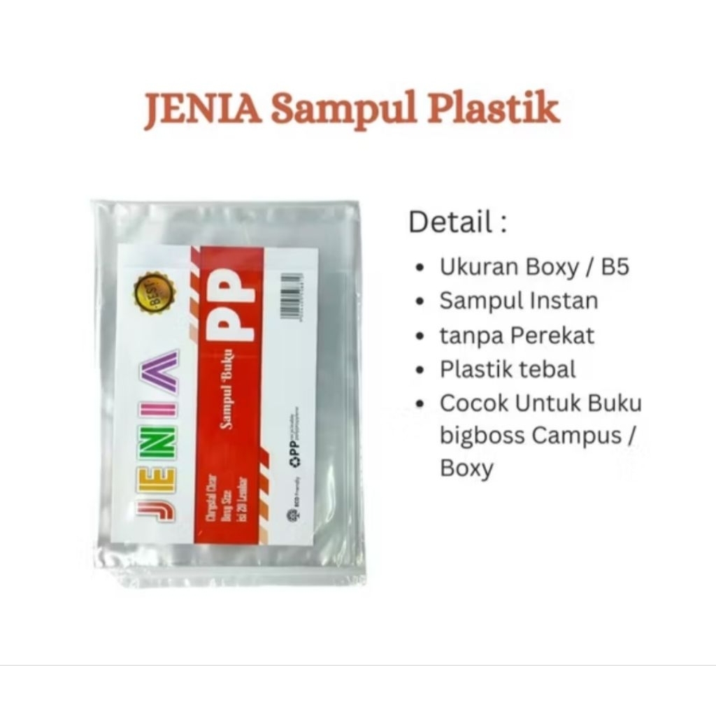 

1 kodi ( 20 Lembar ) sampul jenia BOXY / sampul plastik BIG BOSS