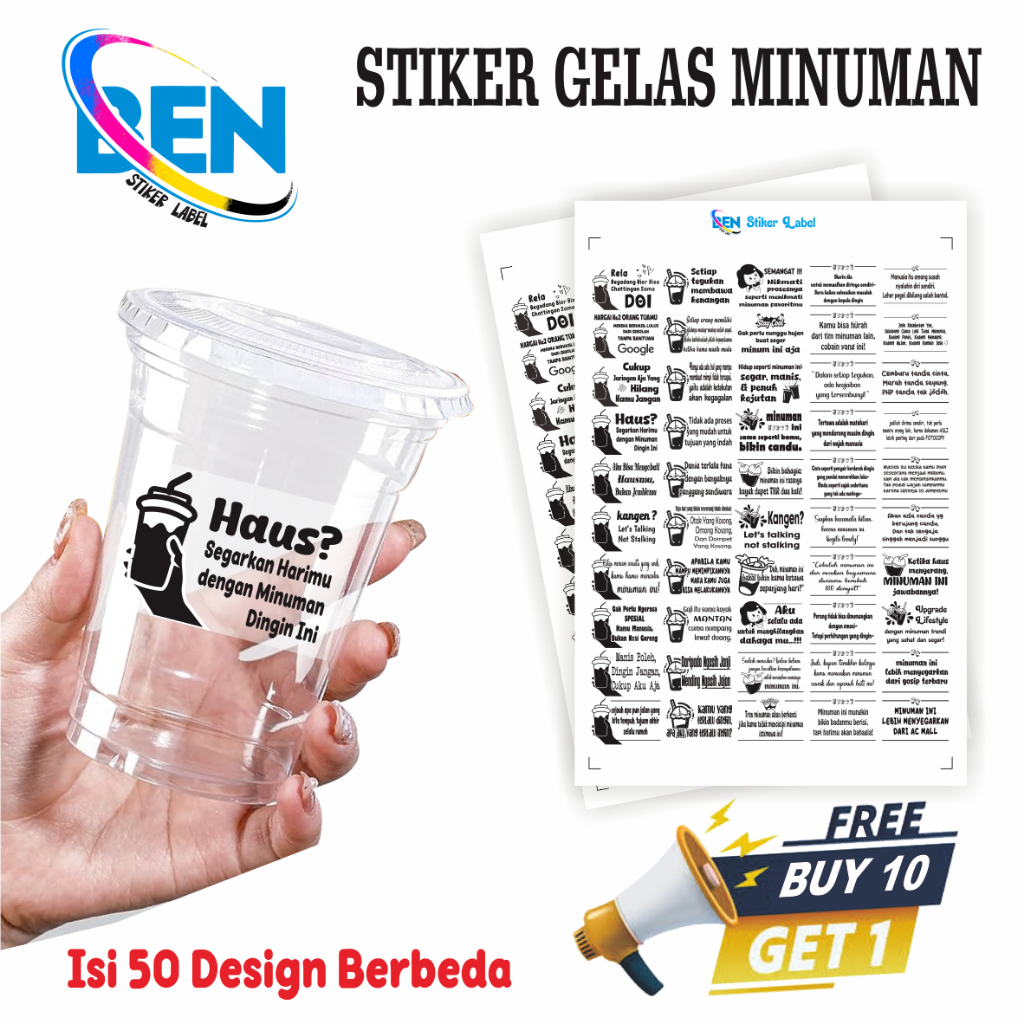 

STIKER KATA-KATA BUAT CUP MINUMAN, STIKER TRANSPARAN, STIKER CUP MINUMAN , STIKER KATA KATA MINUMAN ISI 50 PCS DESIGN BERBEDA PEMBELIAN 10 FREE 1