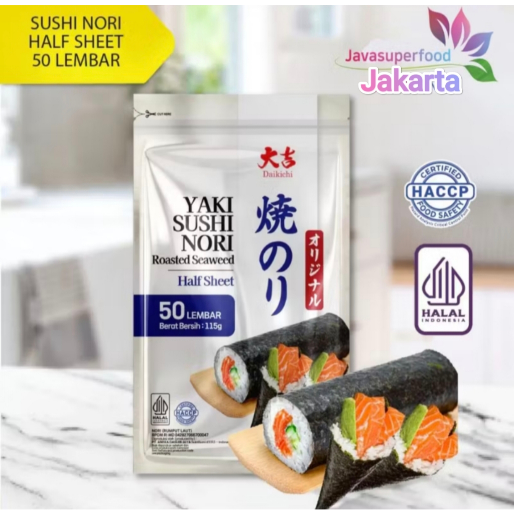 

Yaki Sushi Nori - Half Sheet Roasted Seaweed - Rumput Laut Panggang - 50 lembar - Halal