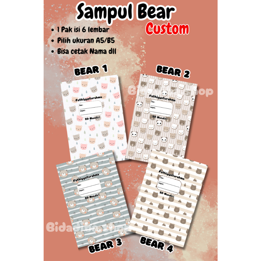 

6PCS Sampul Buku Bigboss Sidu / Sampul Buku Aestetik / Sampul Buku Campus / Sampul Buku Unik