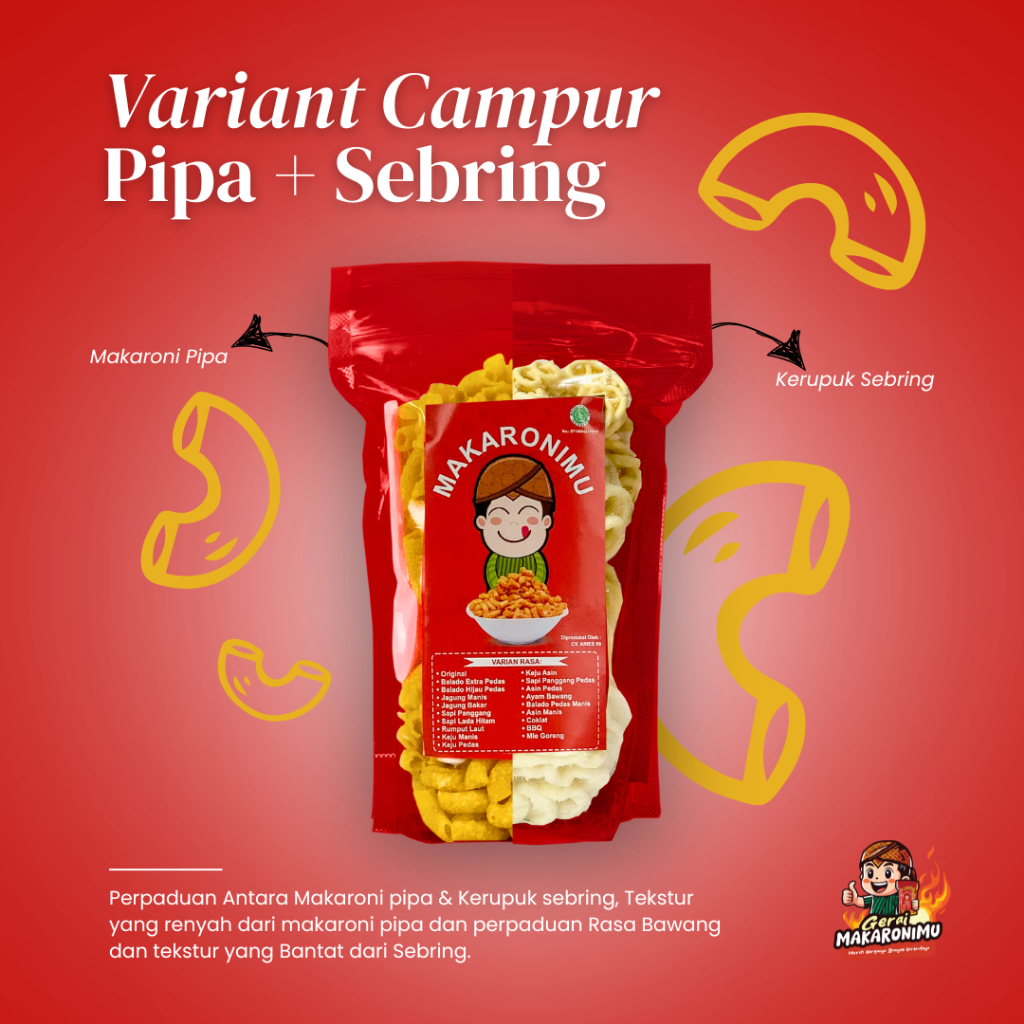 

Gerai Makaronimu | PIPA MIX SEBRING | Makaroni Pedas / Makaroni Pedas Daun Jeruk / Makaroni