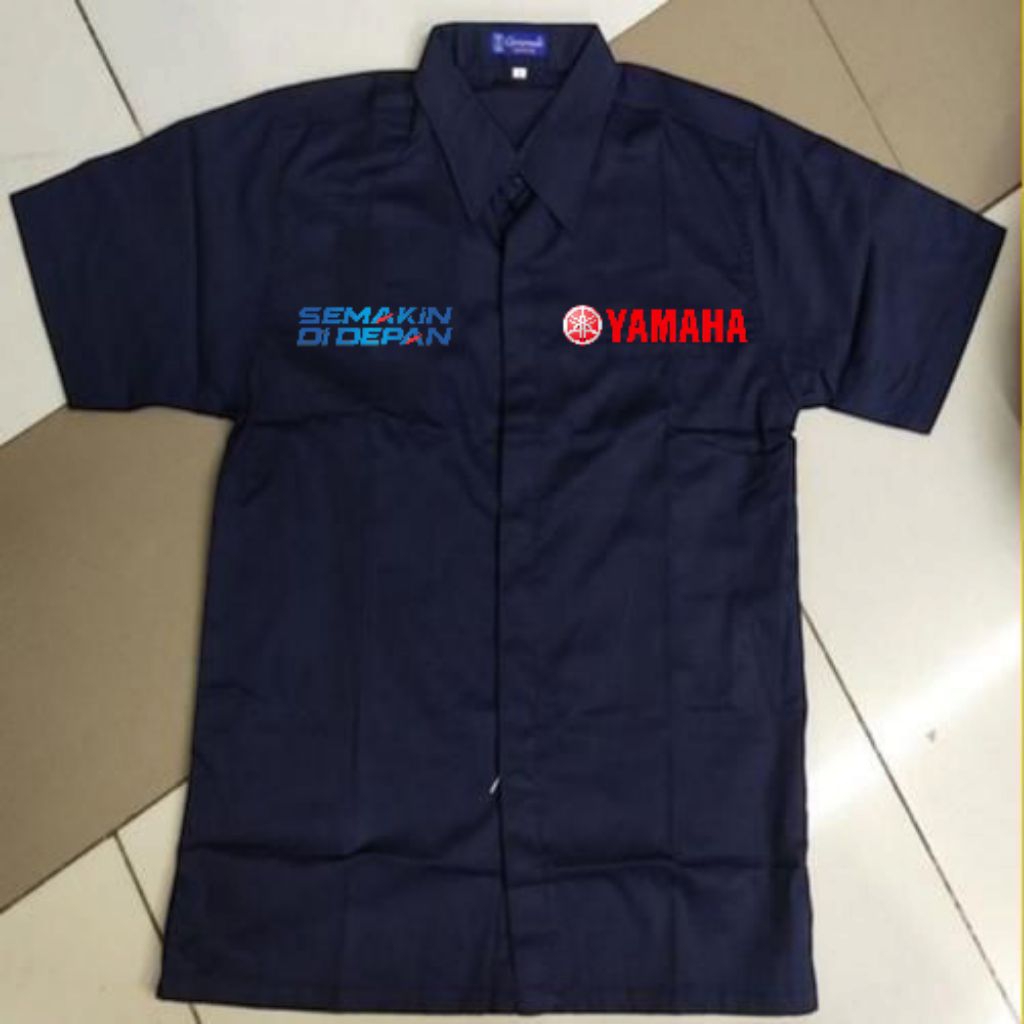 kemeja kerja yamaha baju pdh yamaha aerox seragam kerja yamaha nmax lengan pendek dan panjang saku 1