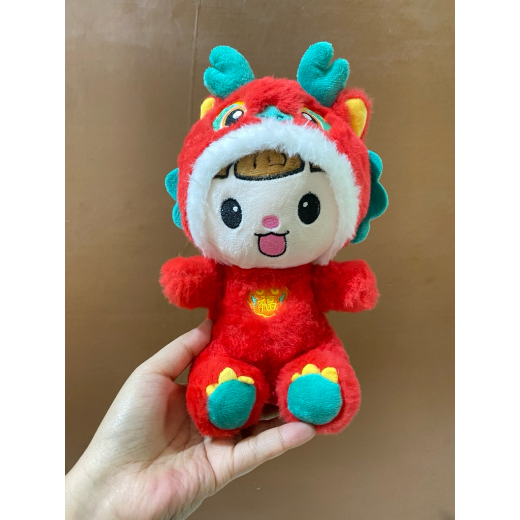Boneka Karakter Kostum Naga Merah size 23cm / Boneka Shio Naga / Boneka Naga Merah / Boneka Baby Kos