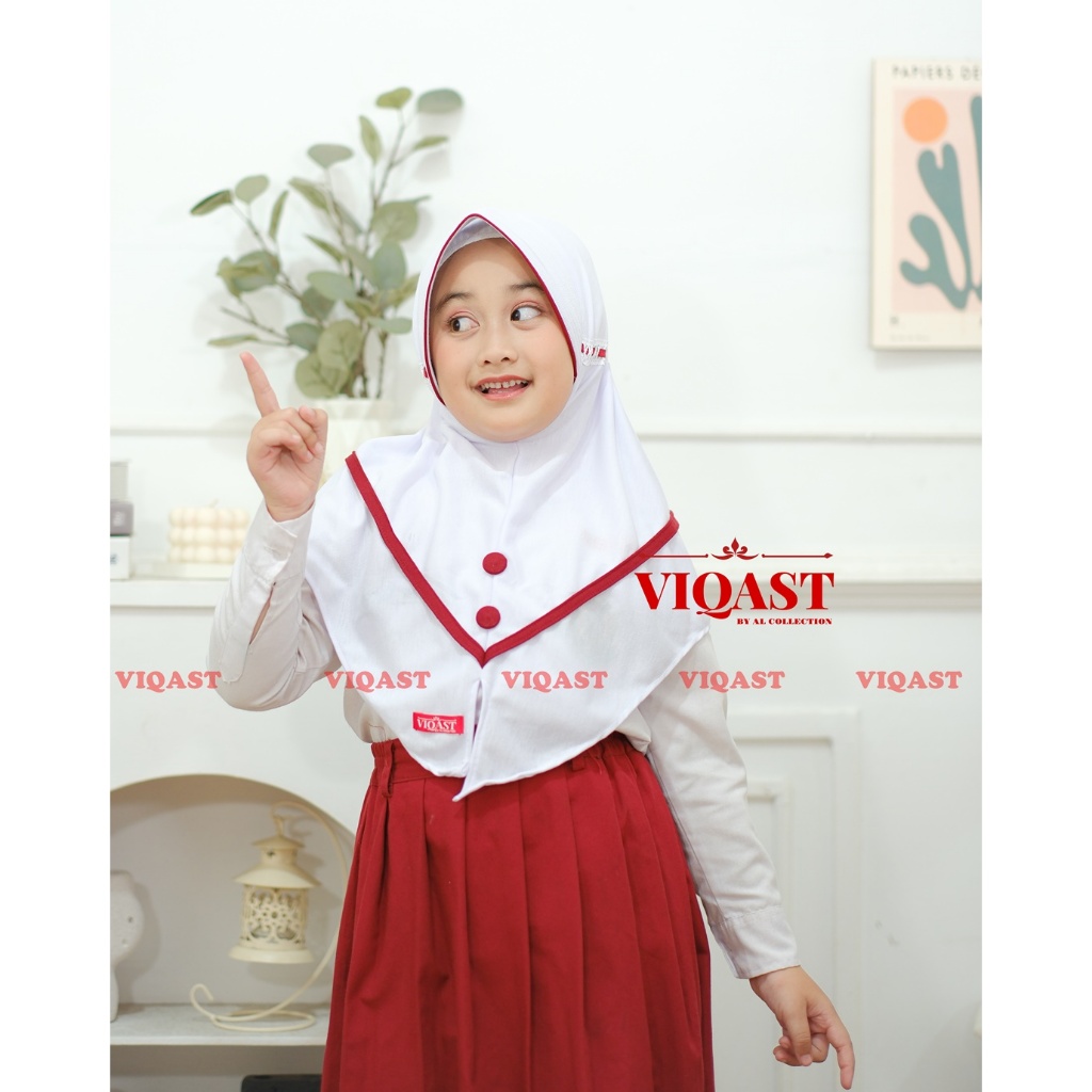 Kerudung Anak Sekolah Instan Sd Pita Serut Jilbab Tk Usia 2 - 10 Tahun Hijab Putih Kaos Pe Super