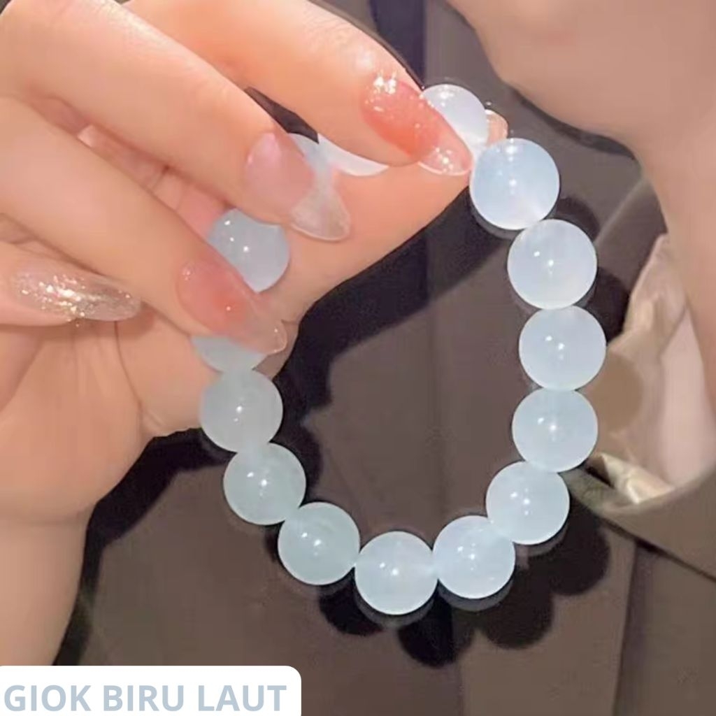 (READY STOK) Gelang manik-manik giok bening kristal lembut