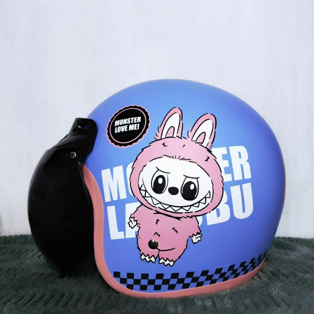 Helm bogo viral labubu terbaru original busa tebal helm cewek cowok