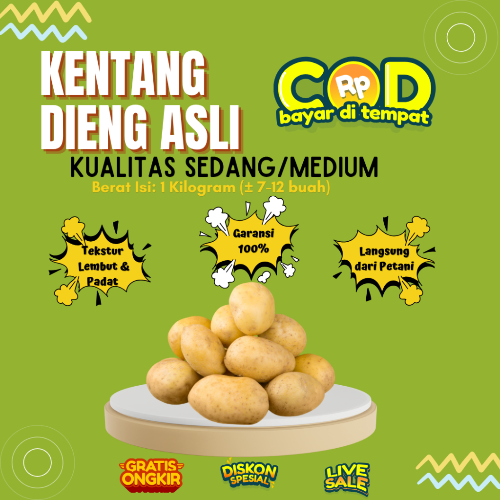 

Kentang Dieng Kualitas Sedang/Medium 1kg
