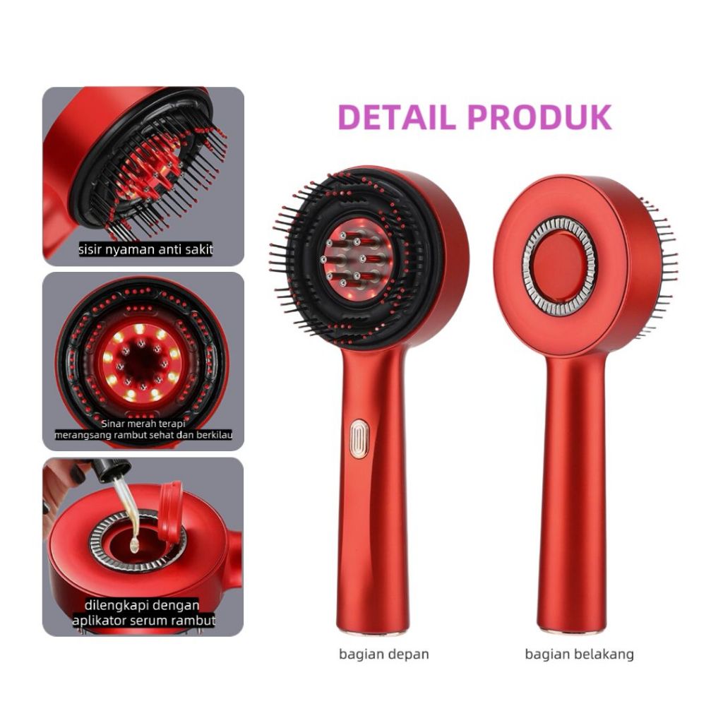 ZAKIRAOFFICIAL-Sisir Pijat Kepala Elektrik Dengan Terapi Led Merah