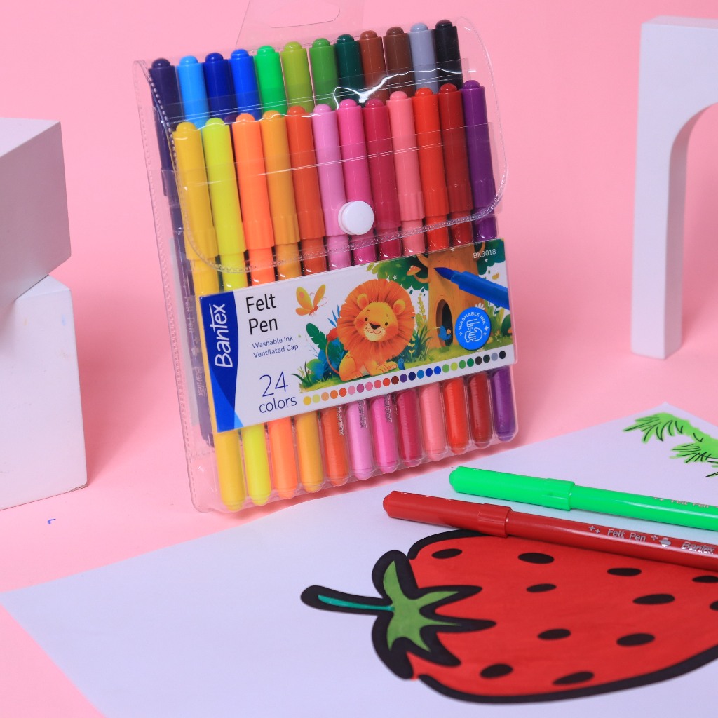 

[ONE's Stationery] Bantex Spidol 24 Warna Warni / Felt Pen Bisa Dicuci Marker Gambar Anak Aman BK3018