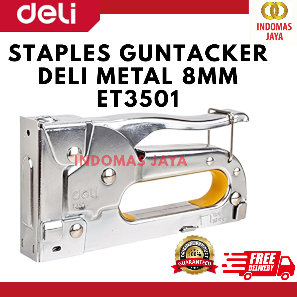

Deli Staples Tembak Jilid Metal Tacker dengan 800pcs staples 8mm 210 190 30 mm ET35011