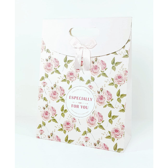 

Tas Kado / Tas Hampers Tutup Motif Bunga " For You " Uk 24 x 32 x 10,5 cm