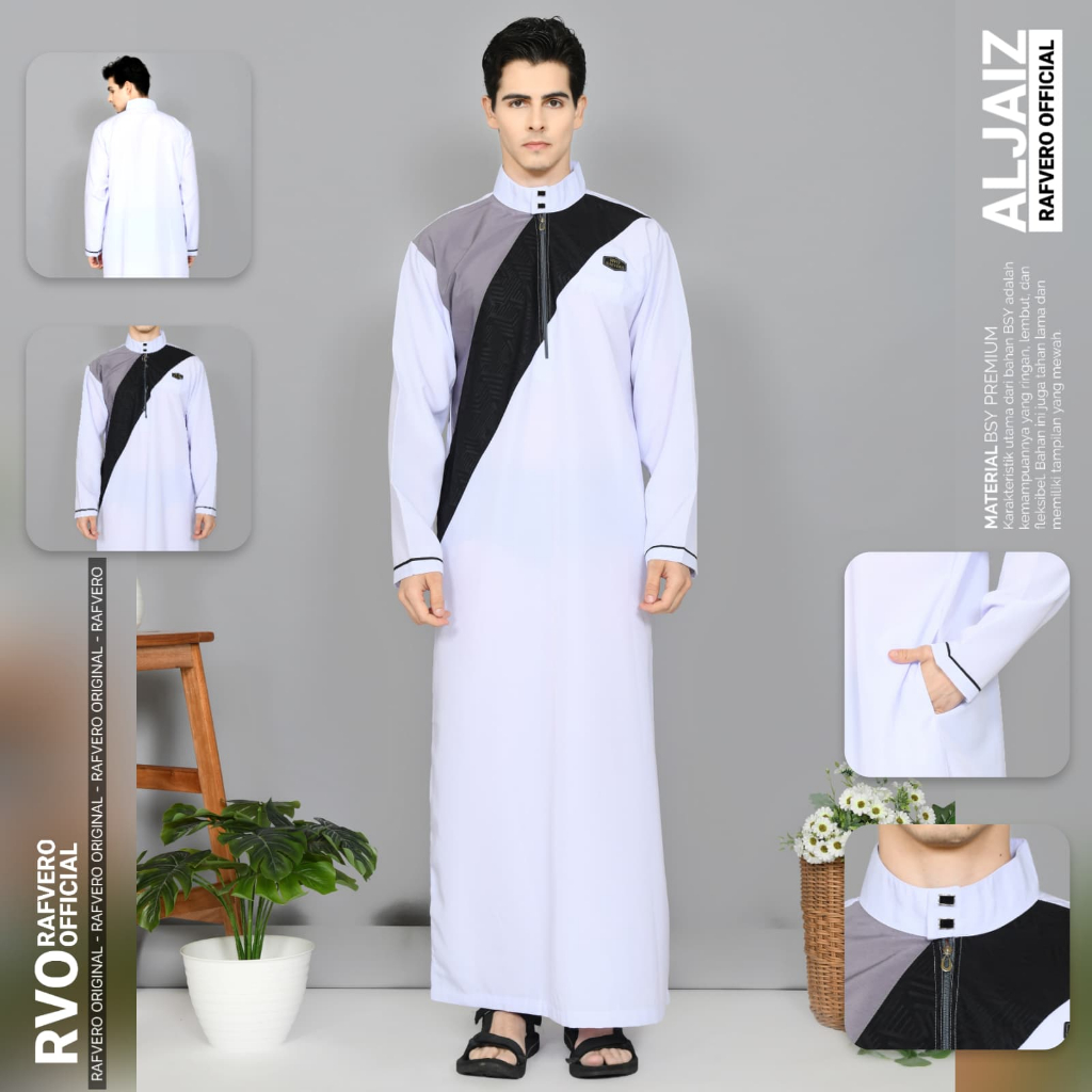 Gamis Pria Aljaiz Original Rafvero - Kombinasi Embos