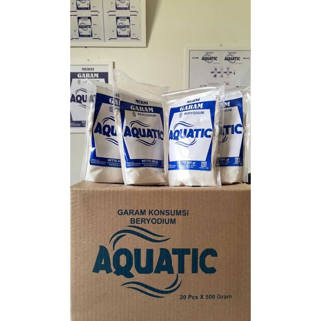 

Garam Aquatic 1 karton isi 20pcs 500gram Beryodium Bumbu Dapur Halus Putih Bersih Masak Uyah Salt Rempah Masakan Penyedap.