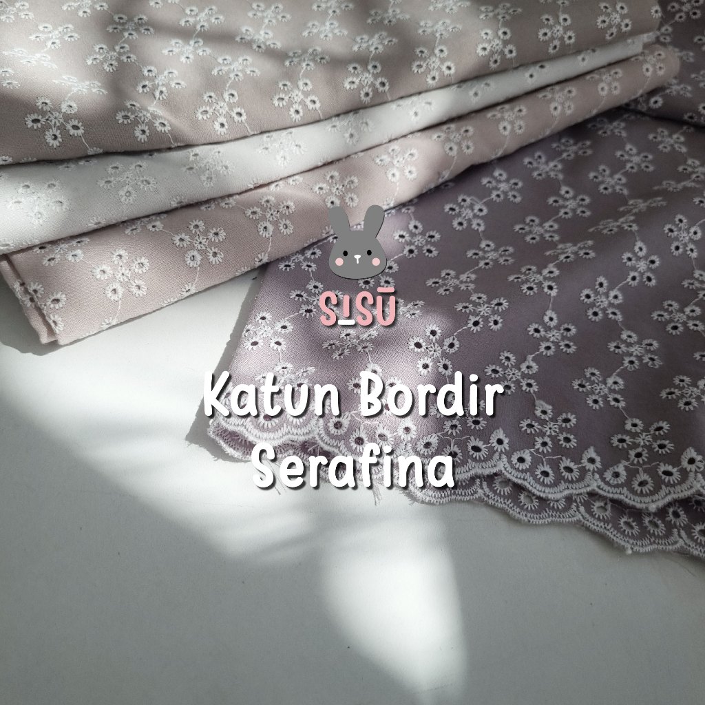 0,5 meter katun bordir motif serafina / bahan katun bolong katbol untuk muke dress blus