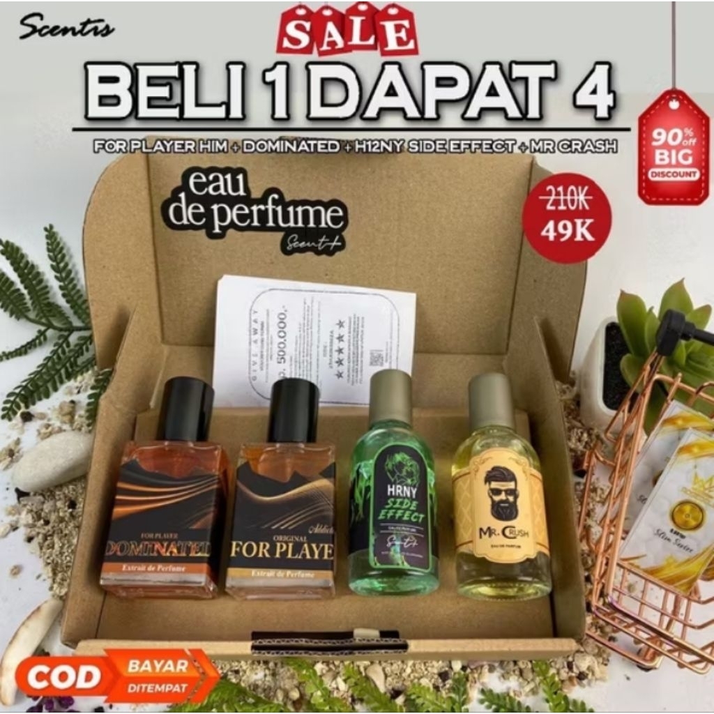 PROMO BELI 1 DAPAT 4 PARFUM HRNY SIDE EFFECT ORIGINAL + DOMINANT + MR CRUSH + HIM ADDICTIVE BES...