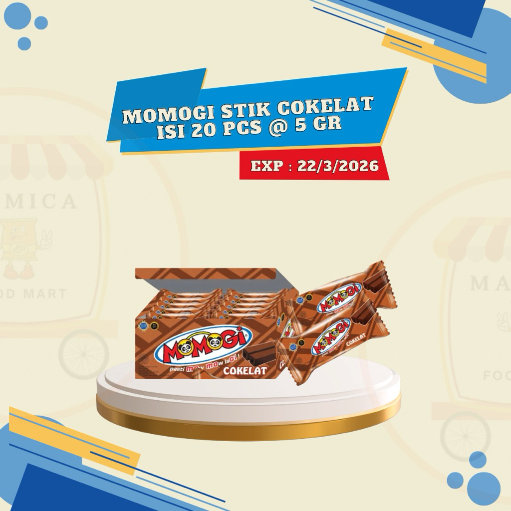 

MOMOGI STIK COKELAT BOX ISI 20 PCS @ 5 GR | EXP MAR 2026
