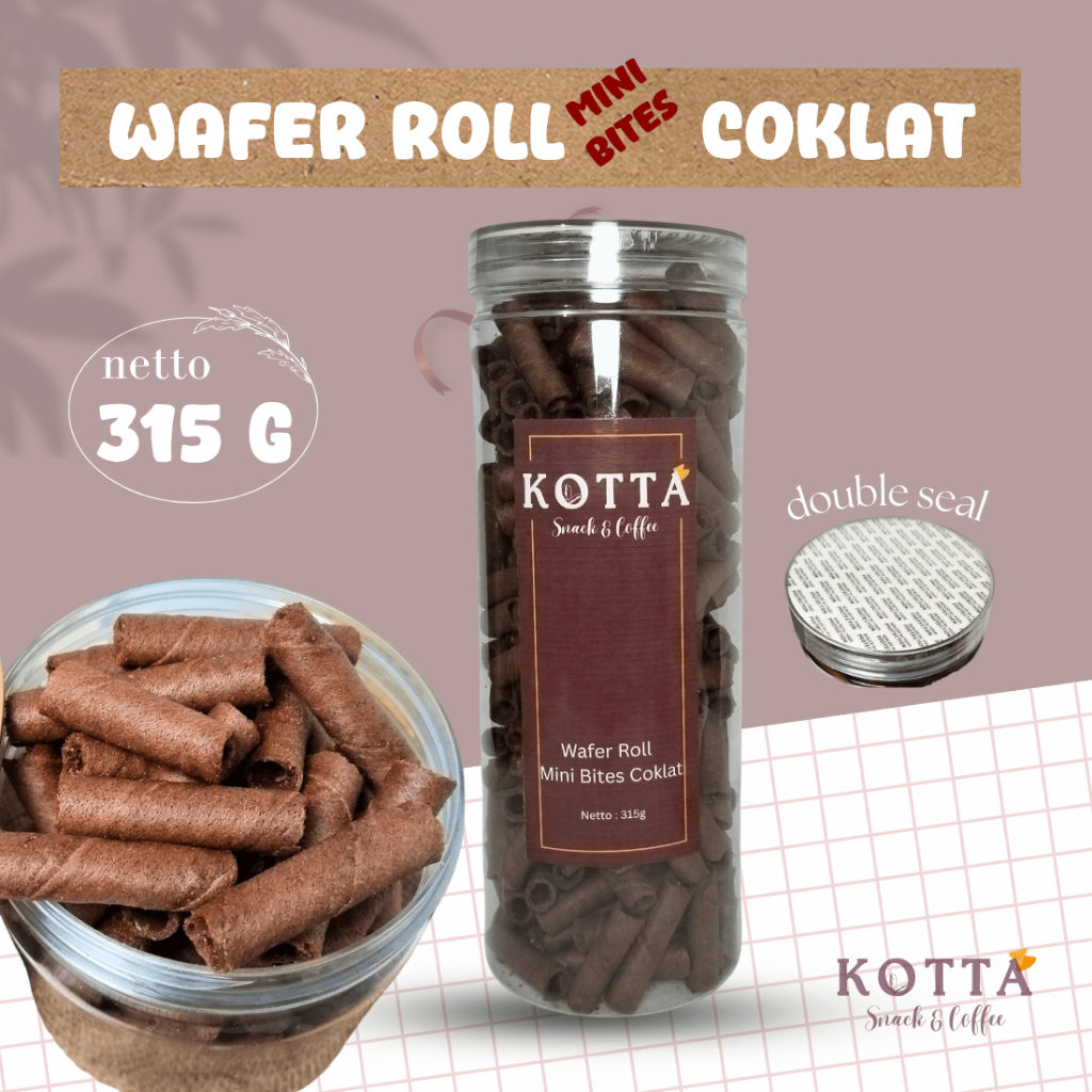 

Wafer Roll Mini Bites Coklat 315 gram | Kemasan Jar / Toples