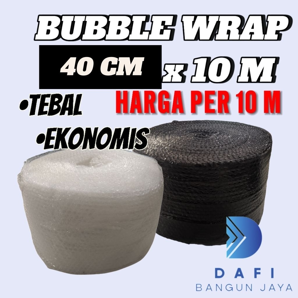 

BUBBLE WRAP 40 cm x 10 meter Tebal & Ekonomis / BubbleWrap 40cm Hitam/Bening Packing Harga Per 10m