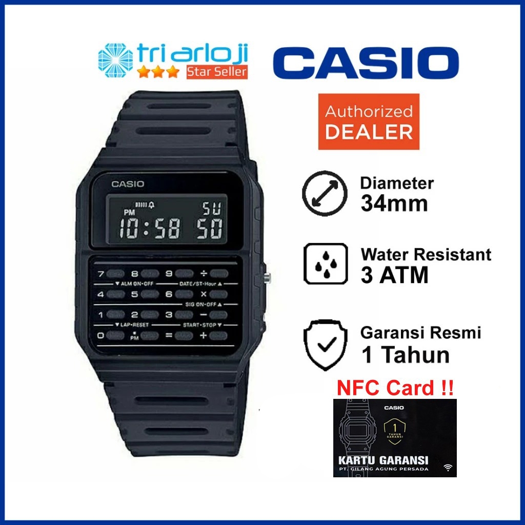 

CASIO CA-53WF-1BDF Jam Tangan Unisex Pria Wanita Calculator / Kalkulator Digital Hitam CA-53WF-1B CA53WF