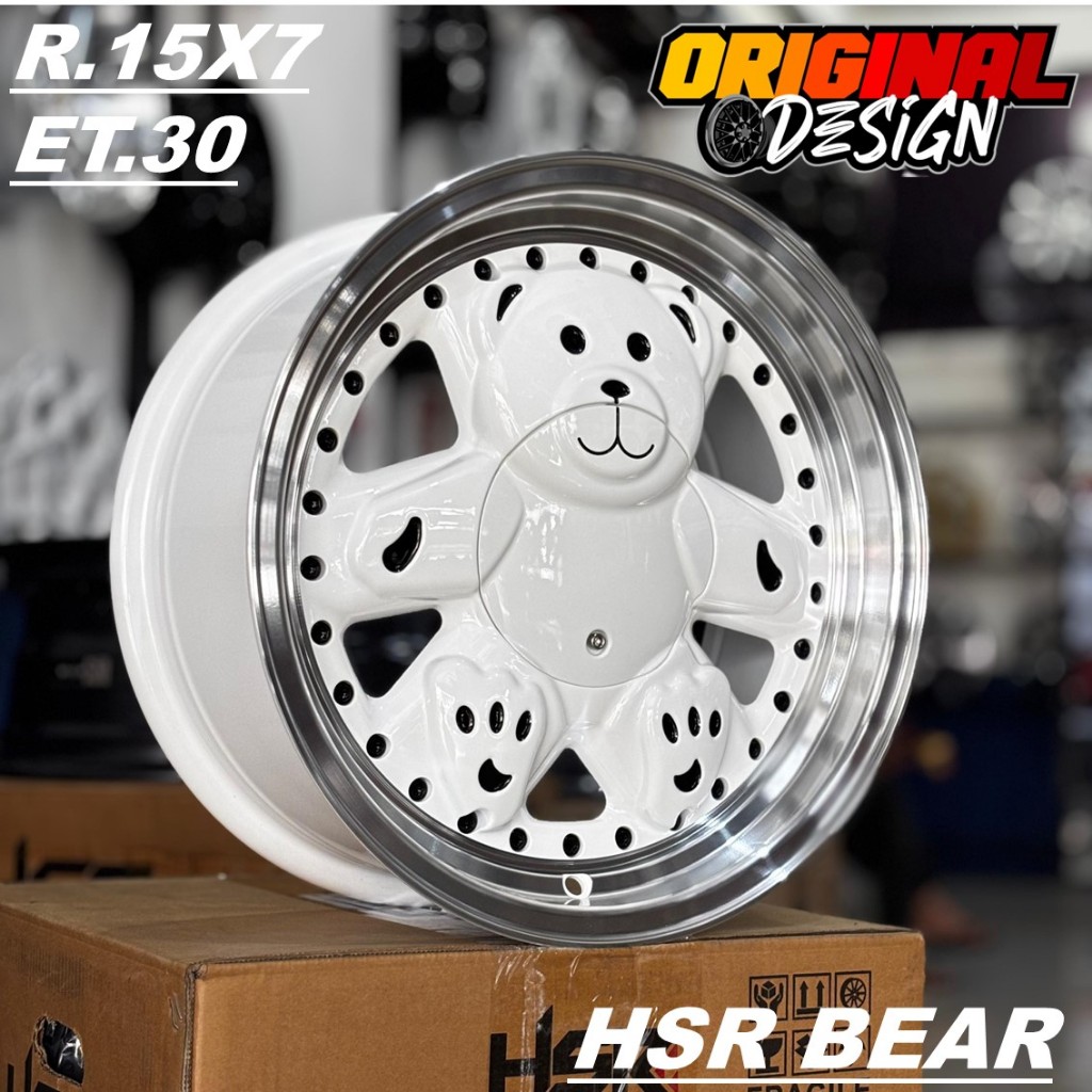 Pelek Mobil HSR BEAR R15 Lubang 4 Ring 15 Warna Putih CIVIC, COROLA, SOLUNA, DLL