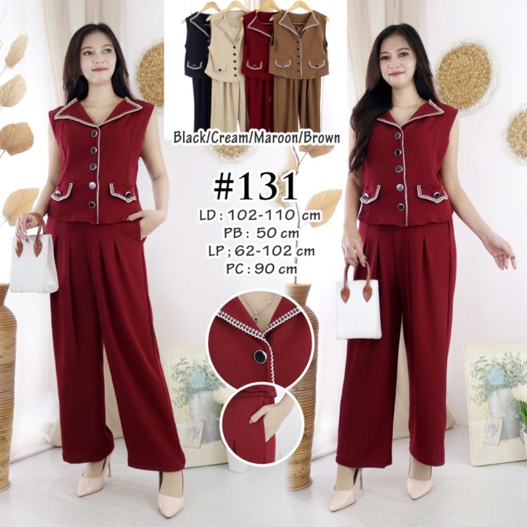 One Set Rompi/Vest & Celana // Bahan Knit Sabrina