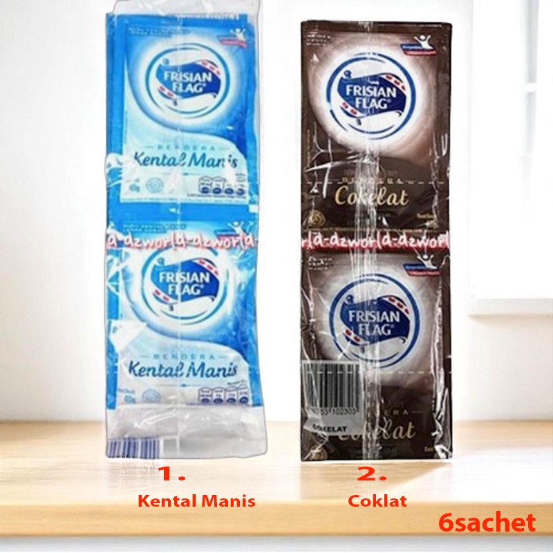 

Frisian Flag 6sachet Rasa Coklat Susu Bendera Susu Kental Manis Kemasan Sachet Isi 6pcs FF FrisianFlag Milk