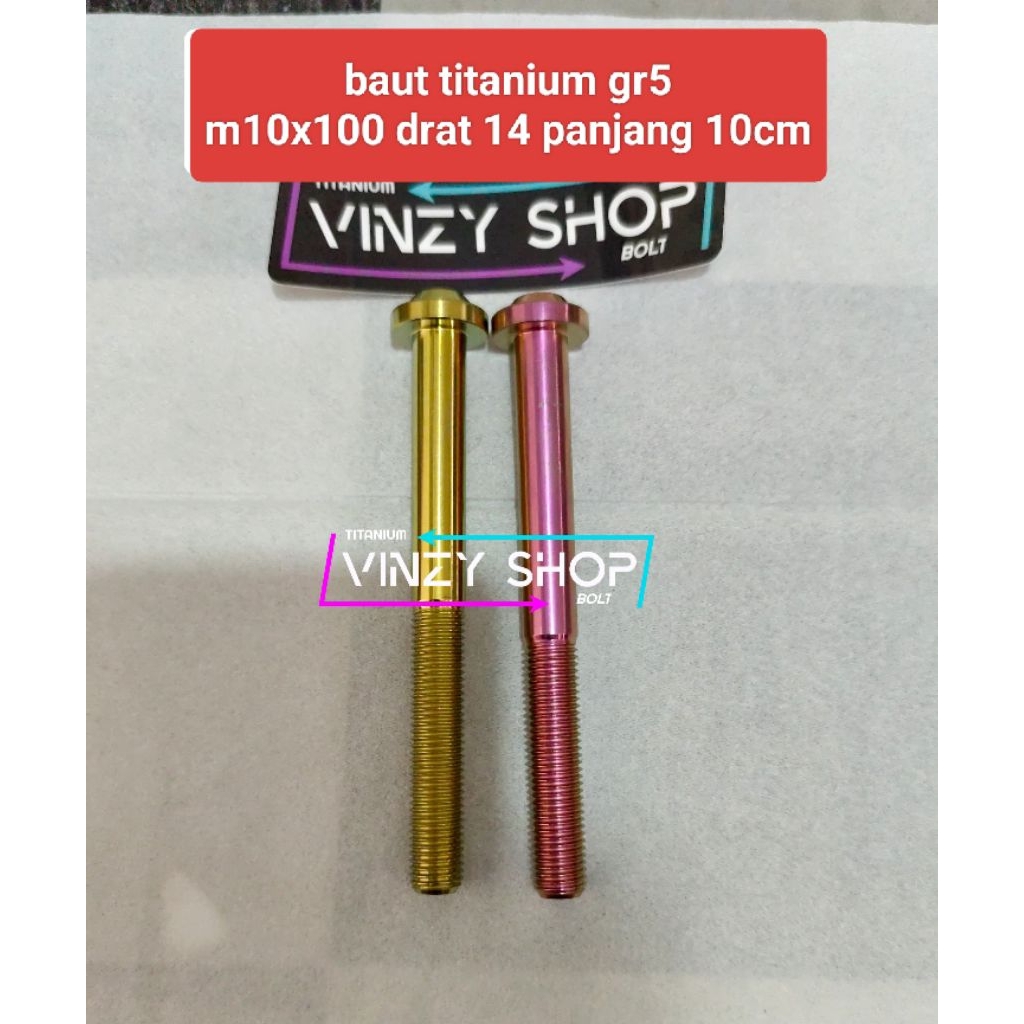 baut titanium gr5 m10x100 BIG drat 14 panjang 10cm perbiji