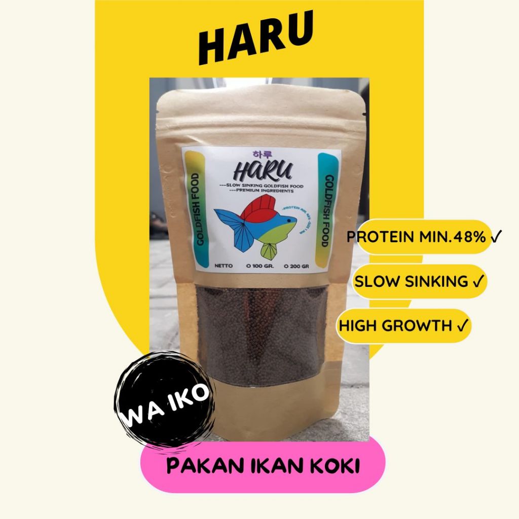 HARU PAKAN PELET MAKANAN IKAN KOKI GOLDEN FISH HIAS RYUKIN RANCHU MUTIARA ORANDA SAPI CALICHO OST OL